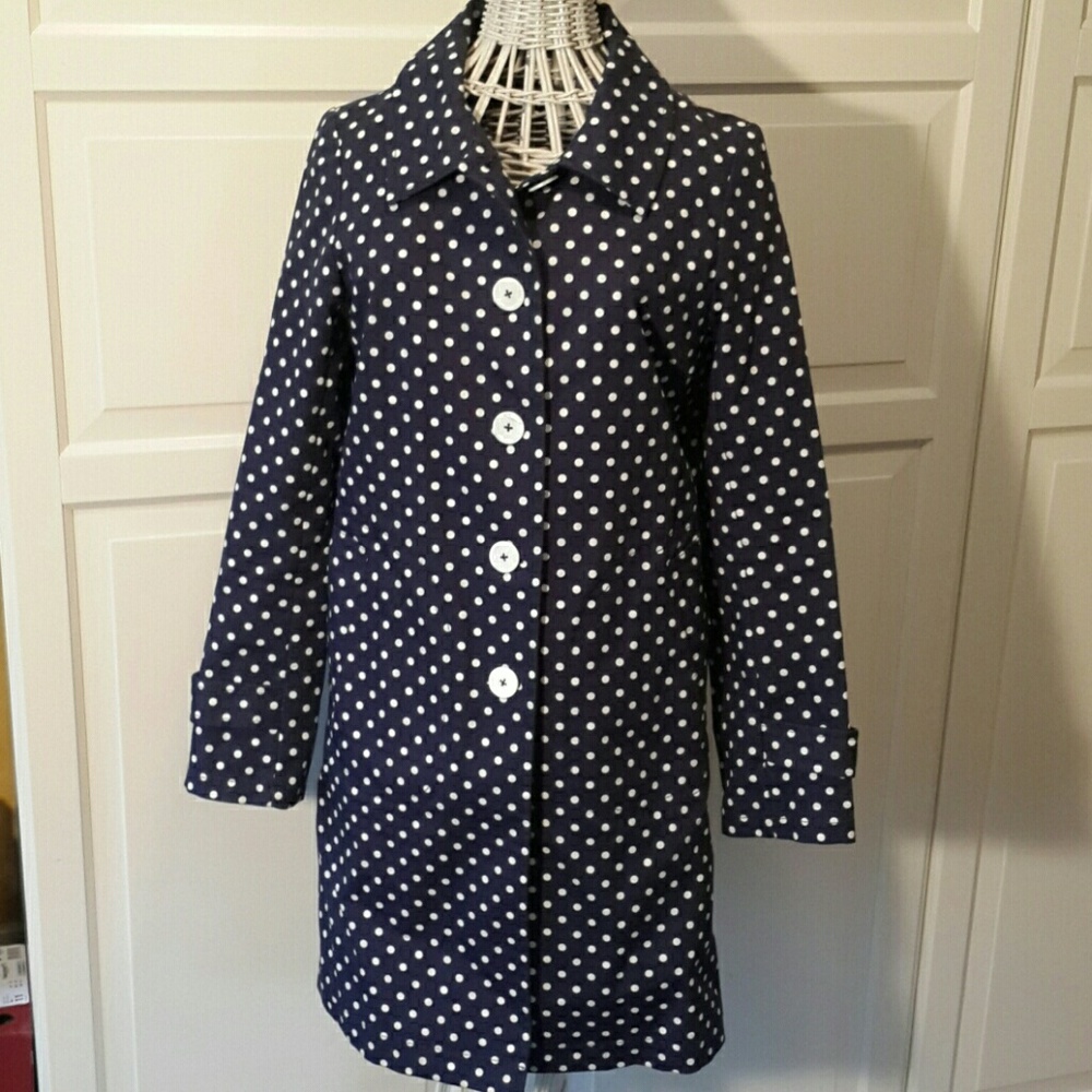 Polka Dot Coat - Navy and White